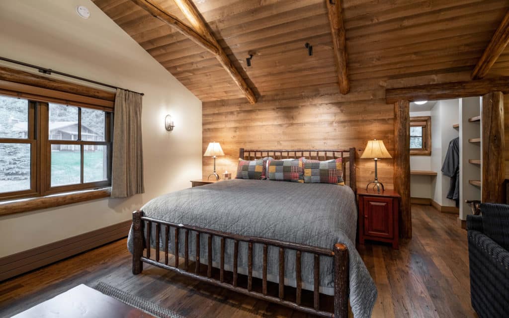 Bedroom of the Sterling Cabin at Mountain Sky Guest Ranch