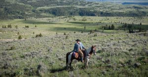 man riding horse