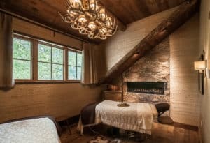 Massage table at Mountain Sky Guest Ranch's wellness center