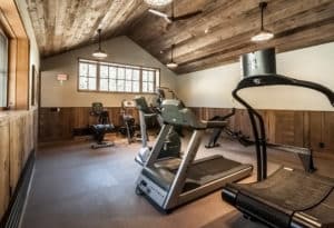 Treadmills, stair-steppers, and other cardio equipment at Mountain Sky Guest Ranch's fitness center