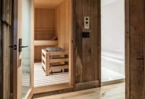 The suana room at Mountain Sky Guest Ranch's fitness center