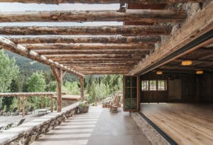 The open air entrance at Mountain Sky Guest Ranch's yoga center