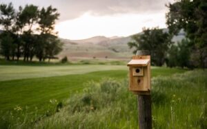 Blurbird boxes are scattered throughout Mountain Sky Guest Ranch in Montana.