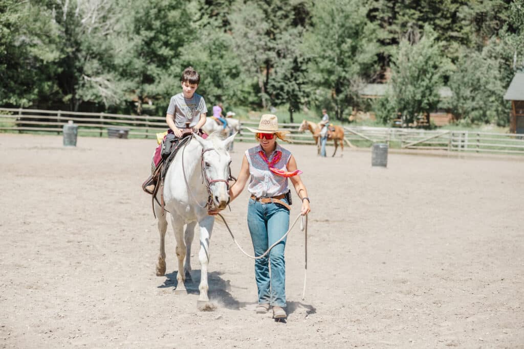 Children can learn how to ride at Mountain Sky Guest Ranch in Montana. 