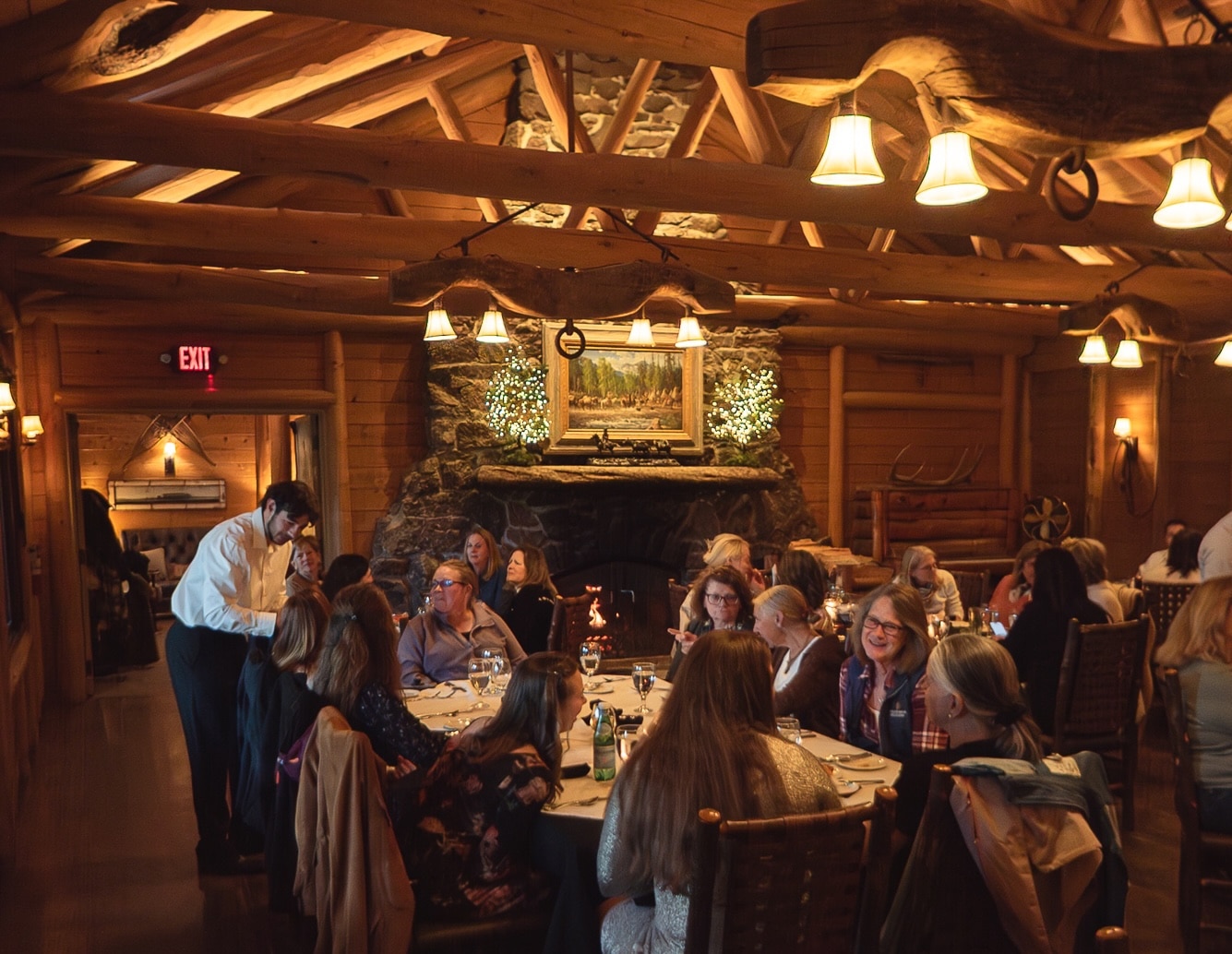 Guests dine on gourmet food at Mountain Sky Guest Ranch.